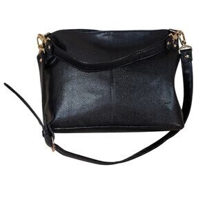 NWOT Bella Russo Large Black Faux Leather Shoulder Adjustable Crossbody Purse